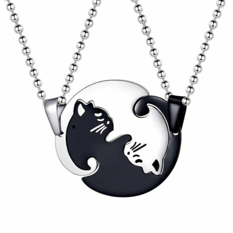 Yin Yang Cat Necklace - Black-White Pair / Tribe of Pets Warehouse - Tribe of Pets