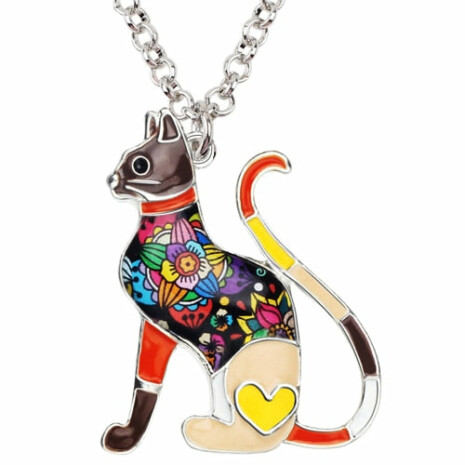 Floral Cat Necklace & Pendant - Brown / Tribe of Pets Warehouse - Tribe of Pets