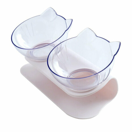 Design Cat Feeder Tray - Duo Pink Transparent / Standard - Tribe of Pets Design Cat Feeder Tray - Duo Pink Transparent / Standard - Tribe of Pets